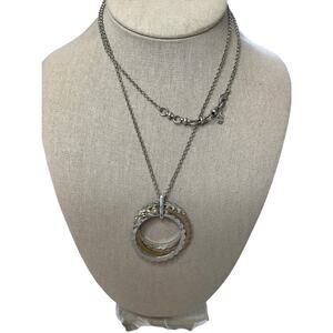 Lucky Brand Women's Silver Gold Two-Tone Scallop Pendant Long Necklace A1-14